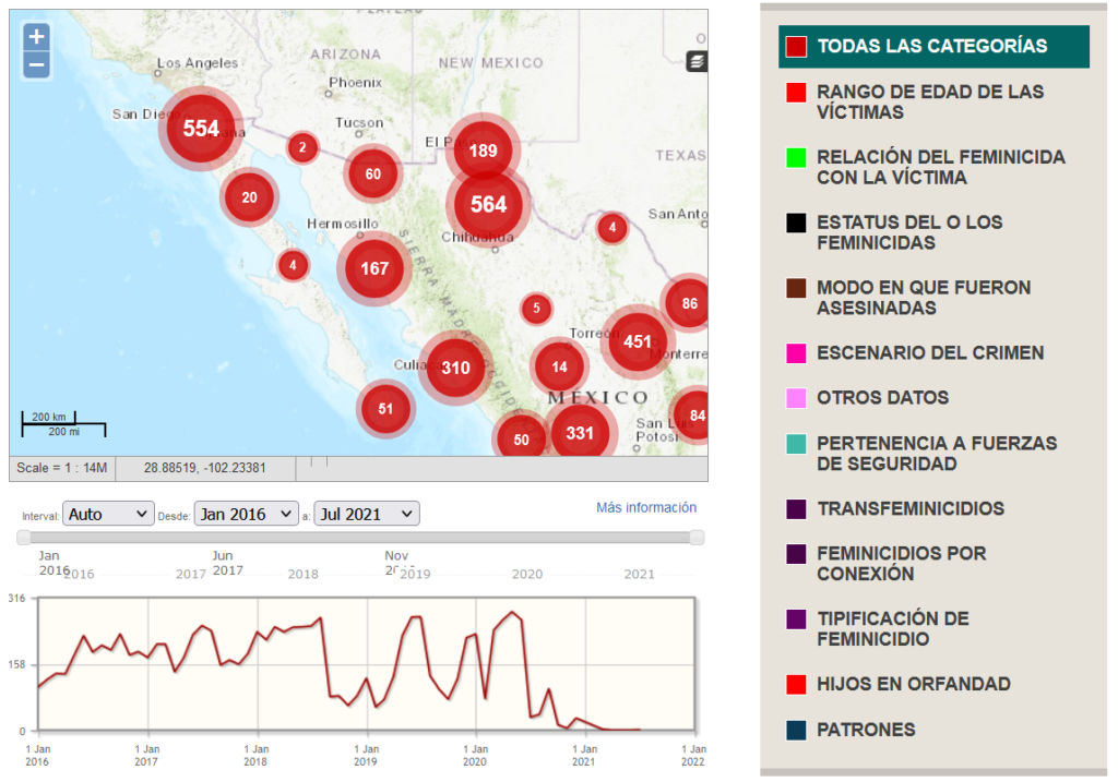 Cartographie des féminicides au Mexique 07.2021